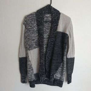 Cozy long color block sweater cardigan